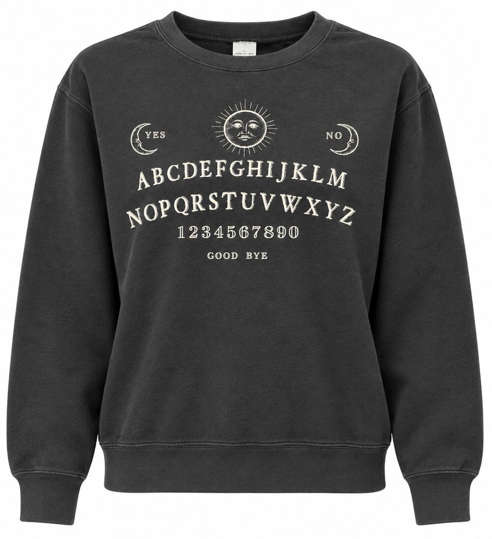Ouija Graphic Sweatshirt XXL Black Charcoal Goth Witchy Occult Whimsygoth